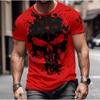 2024 Мужская футболка, модная повседневная, винтажная, с принтом мертвого черепа, 3D, летняя, с круглым вырезом, удобная, большая футболка, мужская верхняя одежда