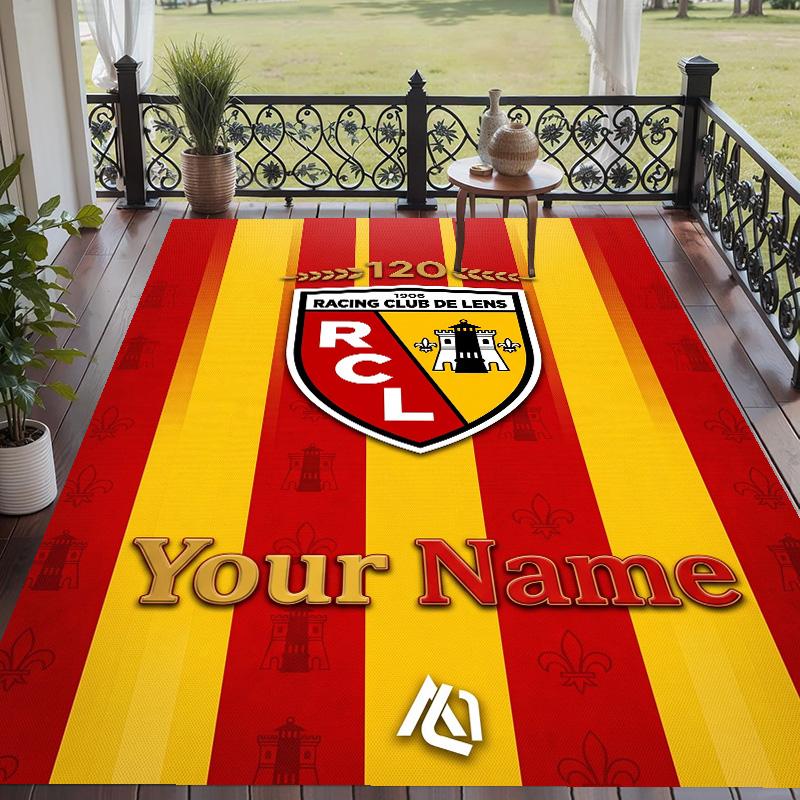 Custom Text Printed Rug racing club de lens Non Slip Floor Carpet For Home Room Decor