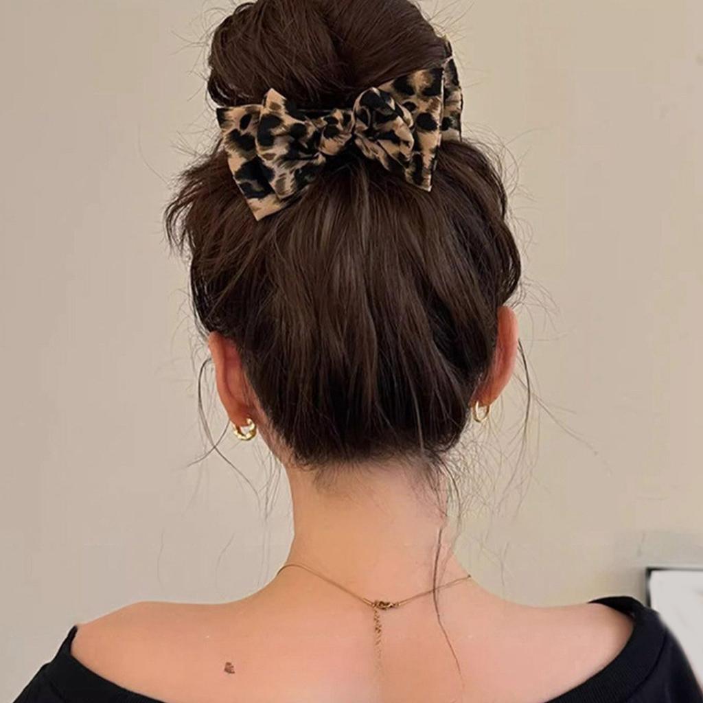Hair Claw Clip Girl Theme Hair Claw Clamp Leopard Print Bow Hair Holder Barrettes Strong Hold Hairpin for Girls