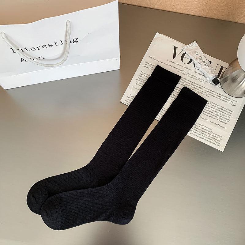 Women's White Ballet Style Ribbon Bow Calf Socks - 2025 Spring/Summer Trendy Thin Scrunch Socks