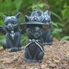 Black Cat Statue Mysterious Cute Cat Witch Cat Figurine Witches Decor Desk Ornament Hand-Painted Sculpture for Halloween
