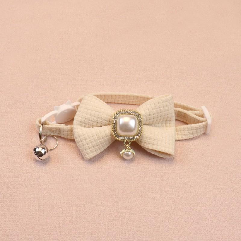 2026 Waffle Cat Collar Vintage Pearl Pendant Cute Bow Bell Dog Small Medium Pets