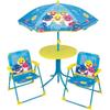 FUN HOUSE Baby Shark Garden Set - 1 Table H.46xø46 Cm, 2 Chairs H.53xl.38,5xP.37,5 Cm and 1 Parasol H.125 X Ø100 Cm