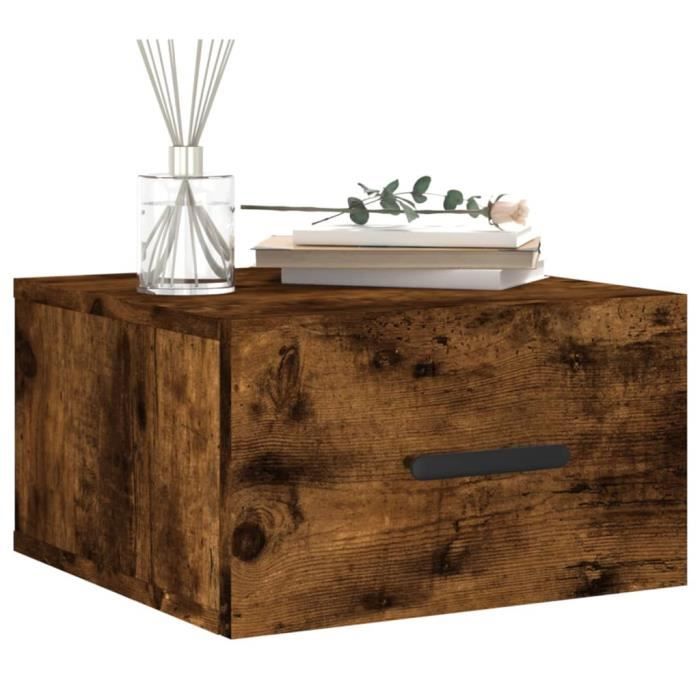 VidaXL Table de chevet murale chêne fumé 35x35x20 cm 829846