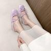 Fashion Round Toe Bow Ballet Style Heightened Inner Baotou Half Slippers Women's Outer Wear Spring and Summer New Flat Shoes