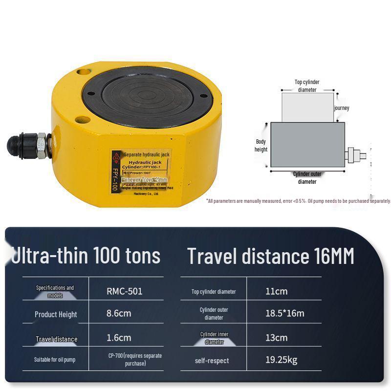 Split Ultra-Thin Hydraulic Cylinder: 5T, 10T, 20T, 30T, 50T, 100T - Extended and Short Types