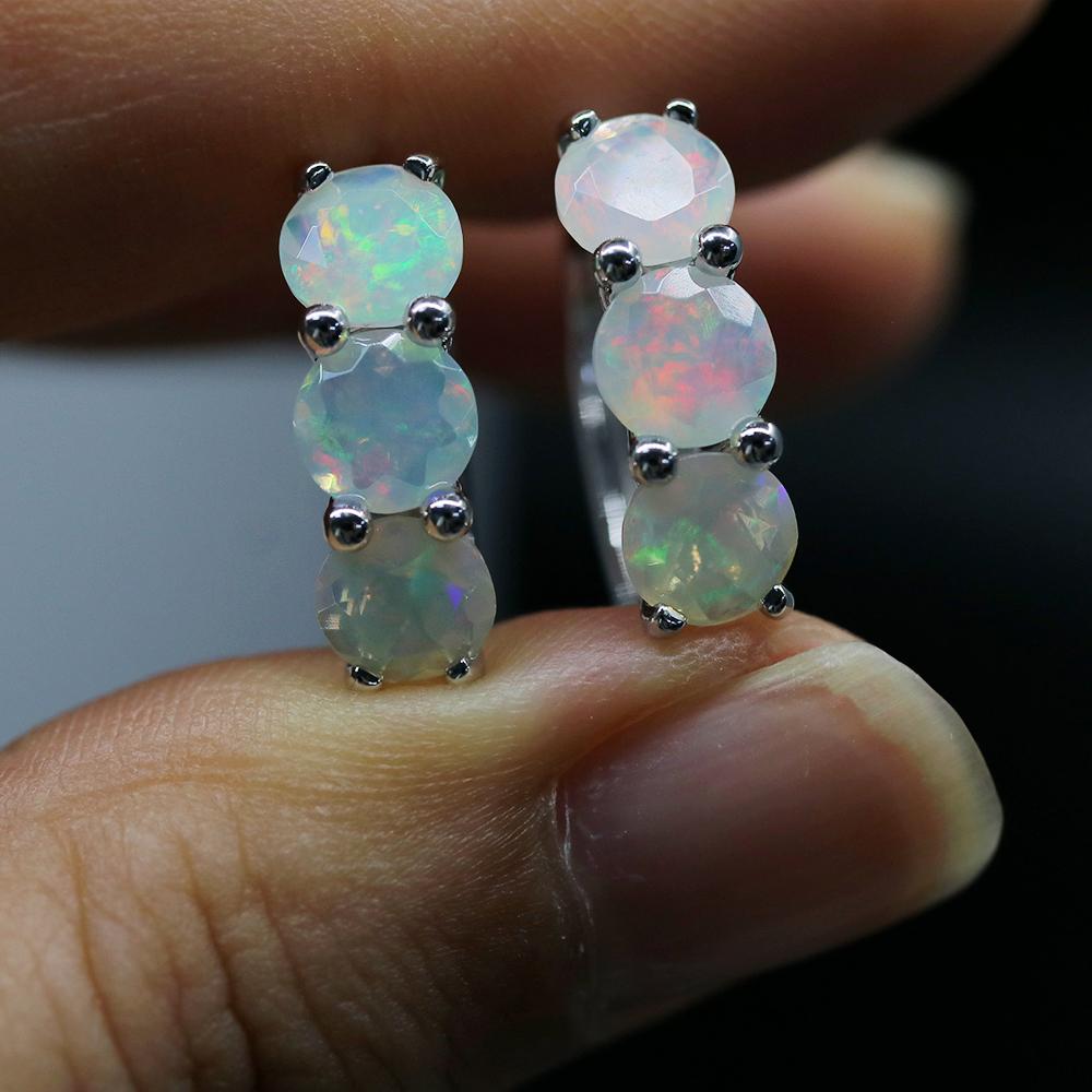 Простые элегантные серьги-клипсы с опаловой застежкой, круглые 6 мм, 3,5 карата, с натуральным драгоценным камнем, изящные ювелирные изделия для женщин, мамы, хороший подарок на день рождения, вечеринку