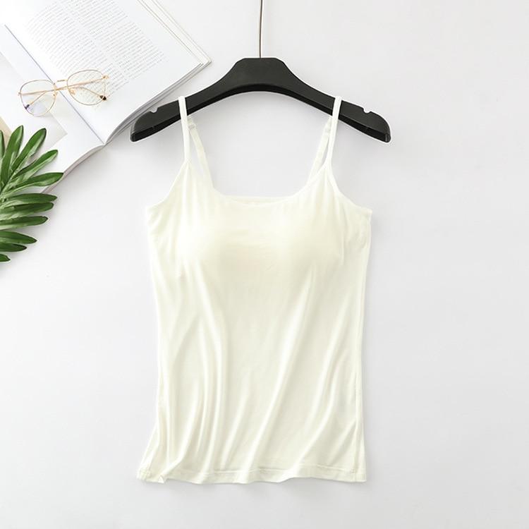 2025 New Modal Female Large Size No Steel Ring Integrated Five-finger Chest Pad Camisole Bottoming Shirt Slim Multicolor