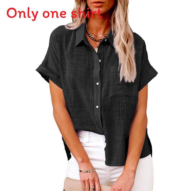 Summer Womens Casual Cotton Short Sleeve Shirt With Color Block Patching For Office Wear