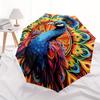 Peacock Feathers Theme 8 Bone Hand Automatic Folding Fashion umbrella, Compact and Portable Design, A Perfect Gift for Birthday, Christmas o
