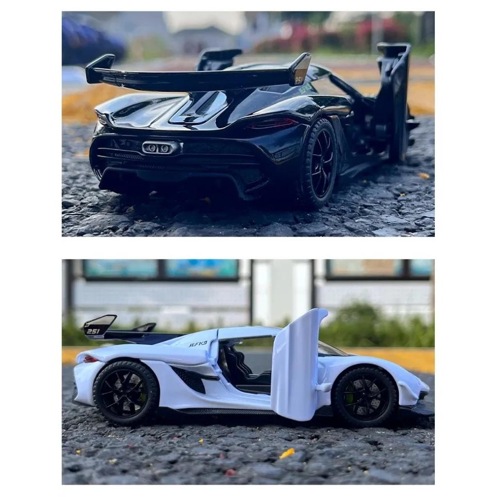 Игрушка Koenigsegg Jesko Supercar масштаба 1/32 литая модель автомобиля из сплава со звуком и светом инерционный детский игрушечный автомобиль коллекционные подарки