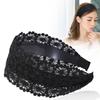 Resin Flower Make up Wide Side Hairband Lace Headband Korean Style Hair Wear Women Hair Accessories