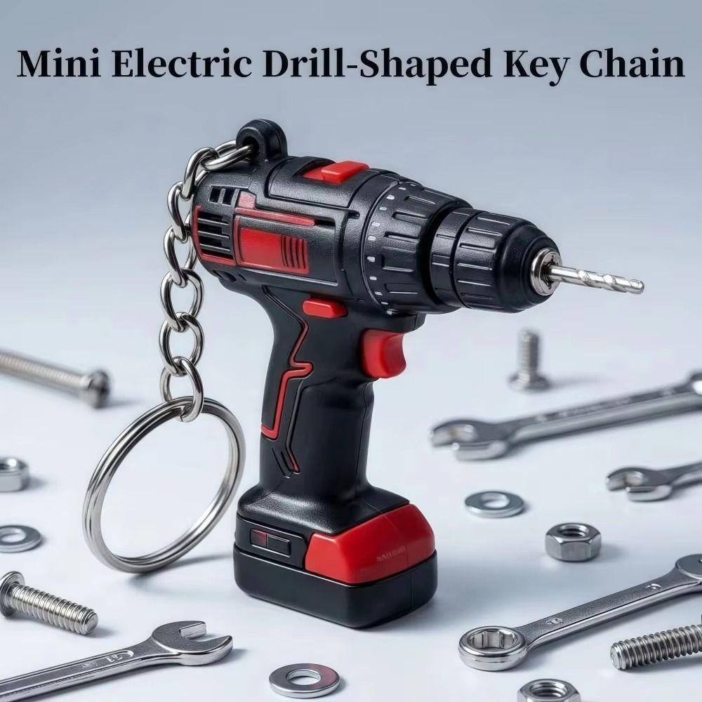 Cool Design Electric Drill Key Chain Lifelike Handheld Drill Pendant Drill Key Ring Key Accessory