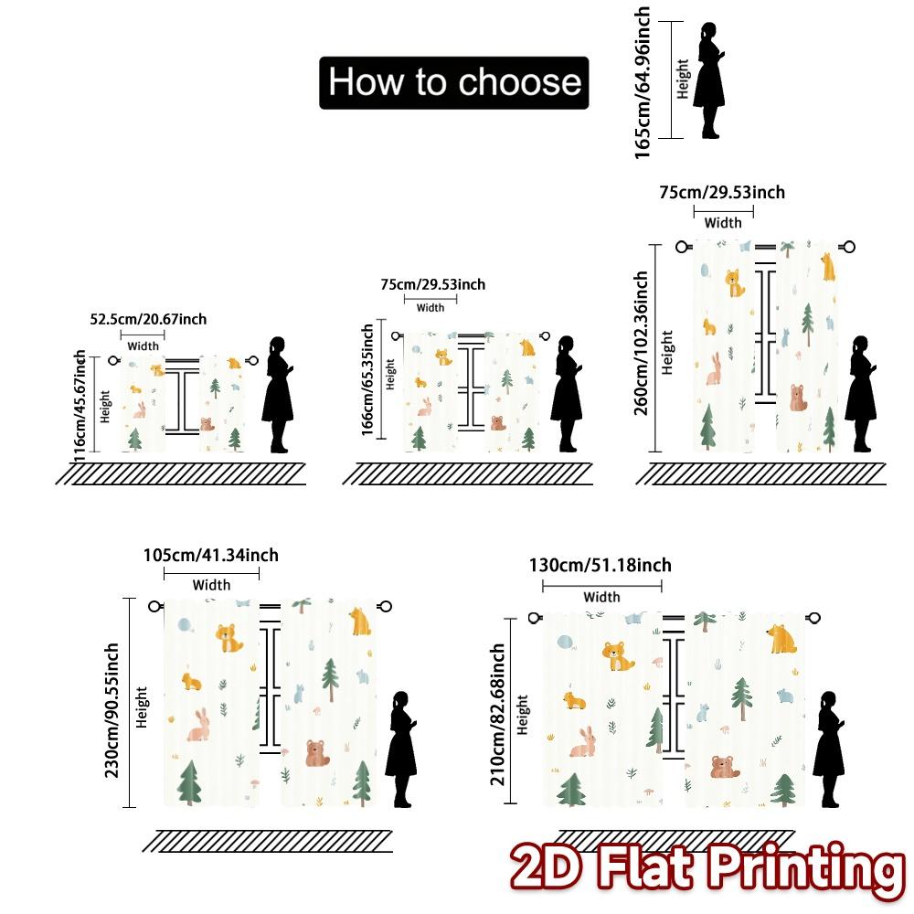 2 шт. Шторы Милые Лесные Животные Лесная Тема (3) Современная занавесная ткань Универсальная Прочная Полиэстеровые занавески Праздничная Идеальная