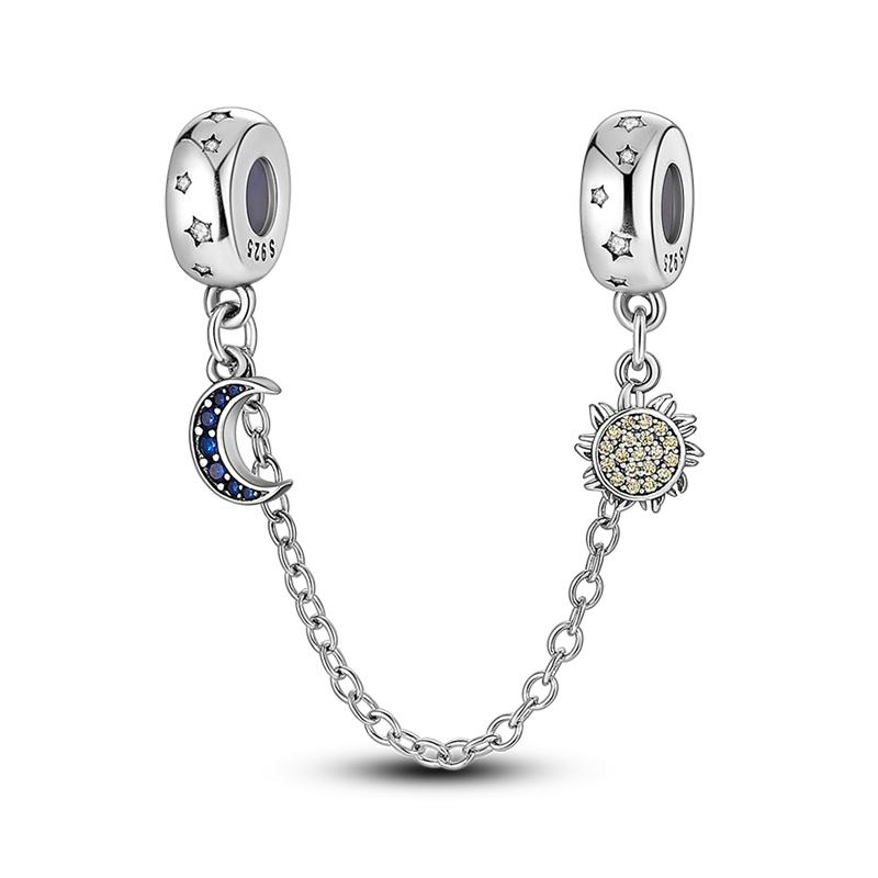 New 925 Silver Color Evil Eye Stars Moon Butterfly Cat Safety Chains Charms Beads Fit Diy 925 Bracelets DIY Jewelry