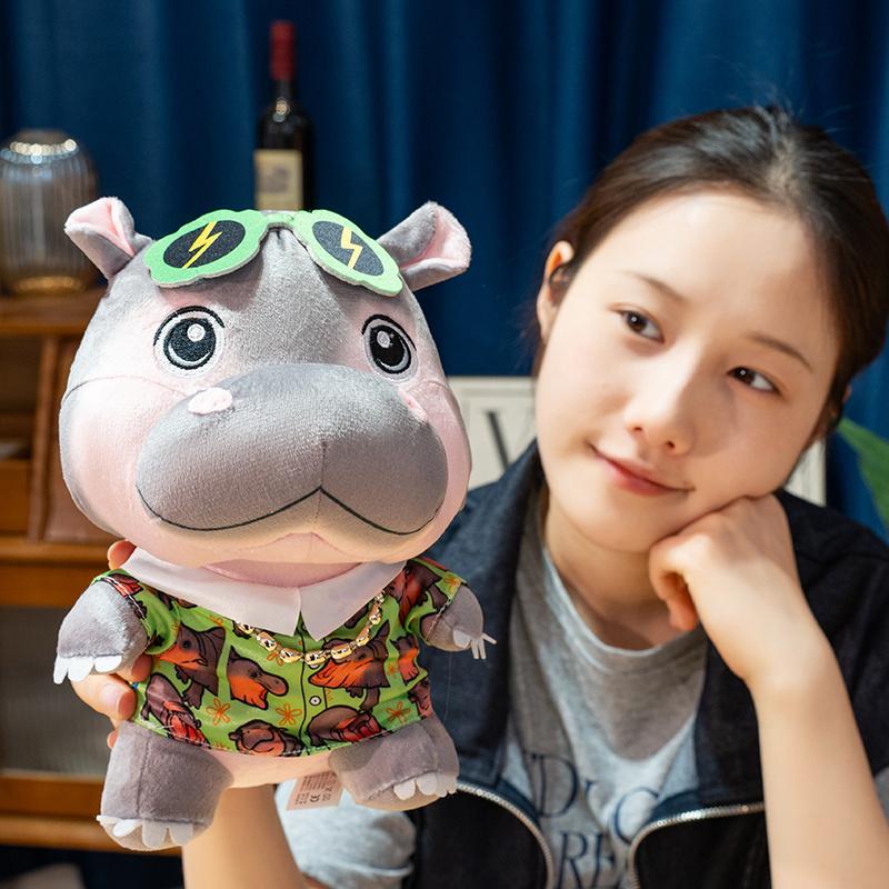 Модная плюшевая игрушка в виде бегемота, мультяшные плюшевые животные, бегемоты, плюшевые игрушки с подвеской в виде рубашки и сумки, мультяшный брелок, подарки