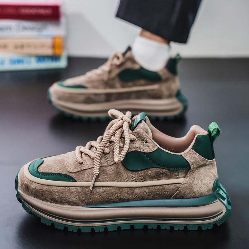 Мужские ретро кроссовки колор-блок: Весенние повседневные уличные кроссовки на толстой подошве для увеличения роста