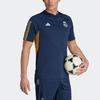 Adidas Футболка с коротким рукавом и V-образным вырезом в полоску, цвет блока, 23 сезона, Реал Мадрид, мужская, легендарная, чернильно-синяя IB0867