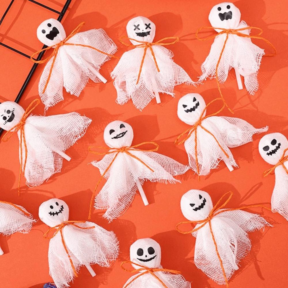 12Pcs with Sticker Ghost Candy Decoration Creative Lollipop Packing Material Pack  Festive Packaging