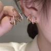 LATS Korean Earing Claw Ear Hook Clip Earrings for Women Four-Prong Crystal Gold Color Ear Earrings 2022 New Fashion