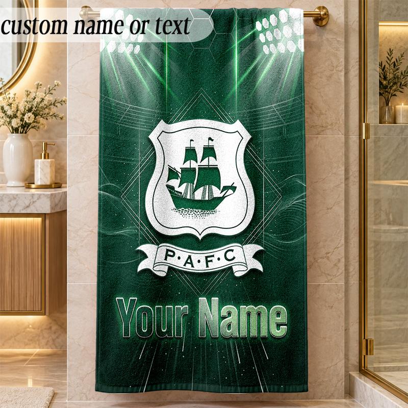 Beach TowelPlymouth Argyle FC Custom Name Text Personalized Soft Towel for Beach Pool Indoor Home Decor Gift