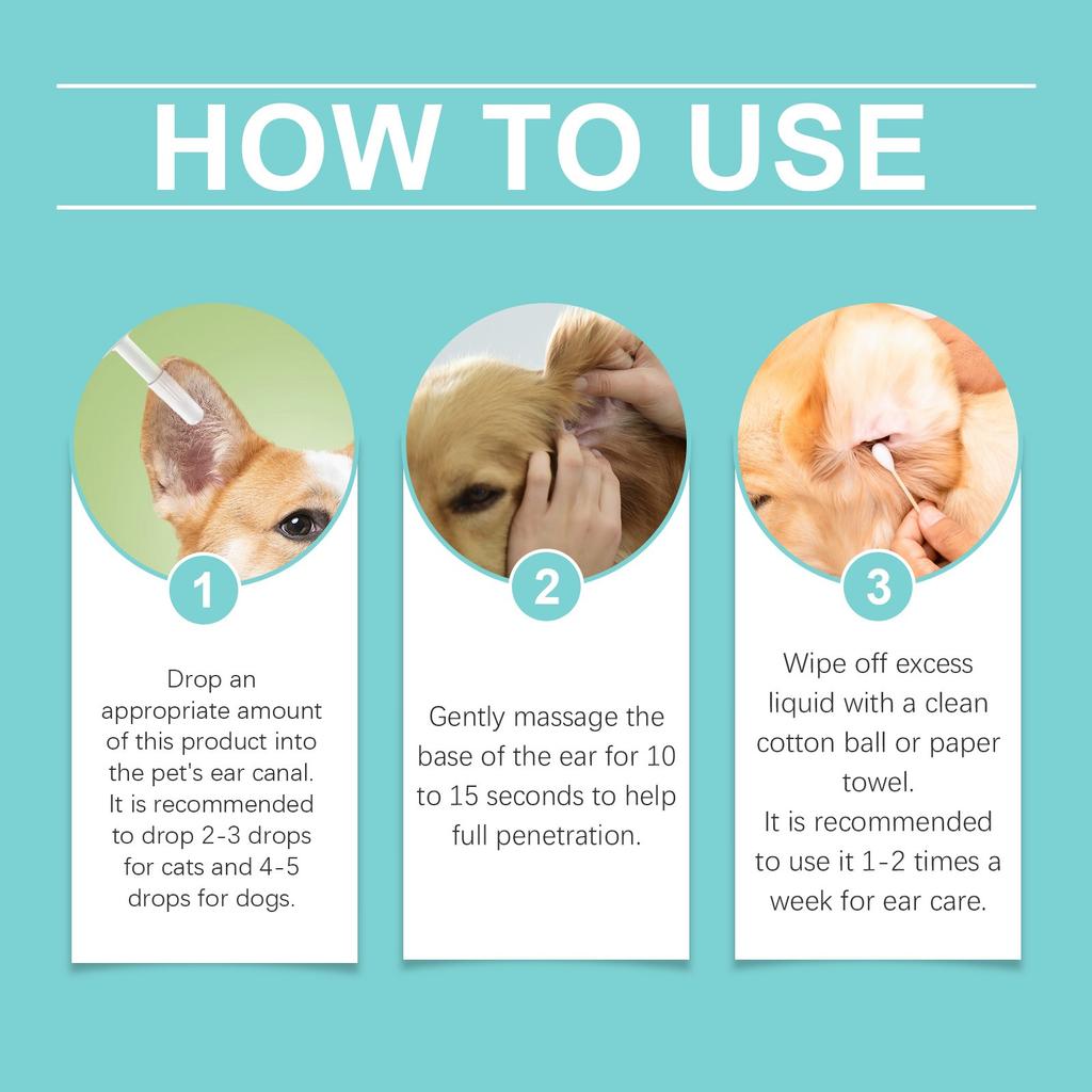 Средство для промывания ушей, капли для ушей домашних животных, ушные клещи, кошки, собаки, зуд, чистящий раствор, 60 мл