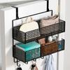 Дверной органайзер, стойка для хранения с крючками, прочная конструкция, сетчатая конструкция, легко собирается, съемная корзина для хранения за дверью
