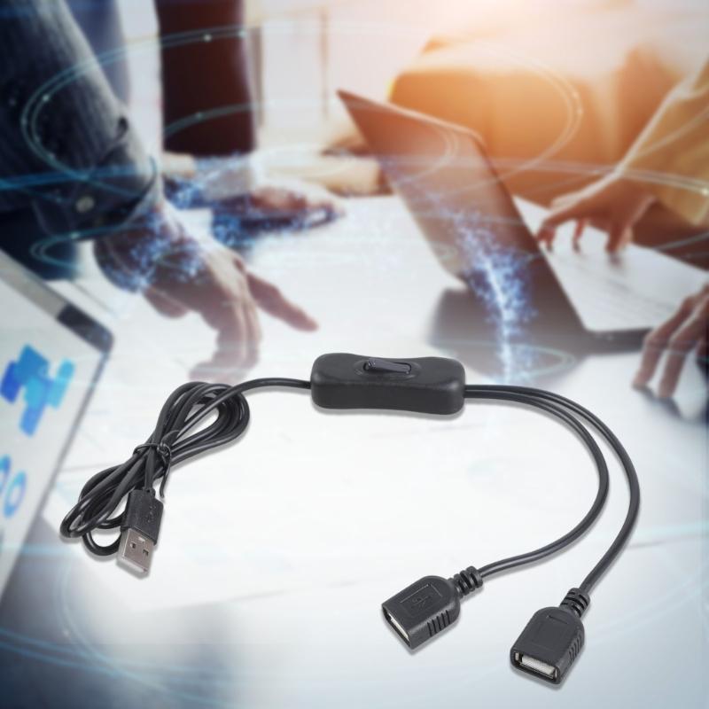 Зарядный кабель с двумя USB-выходами и переключателем для дома и офиса, гибкая длина, высокая скорость питания.