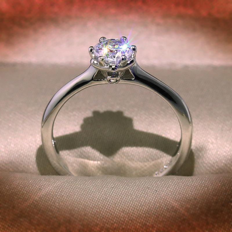 Starry Smooth Simulated Diamond New Womens Ring Simple Stone Inlay 45 Points Playful Girl's Fake Diamond Ring