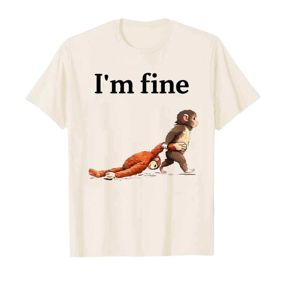 Cute Punch Monkey Printed Tshirt Summer Mens and Womens Pure Cotton Clothes Harajuku Fashion Short Sleeve Tshirt Unisex