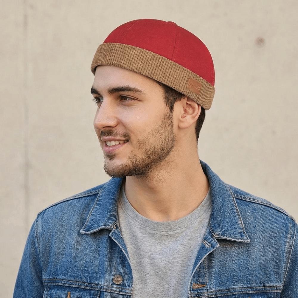 Corduroy Splicing Dome Melon Cap Brimless Bucket Cap Fashion Docker Hat Streetwear