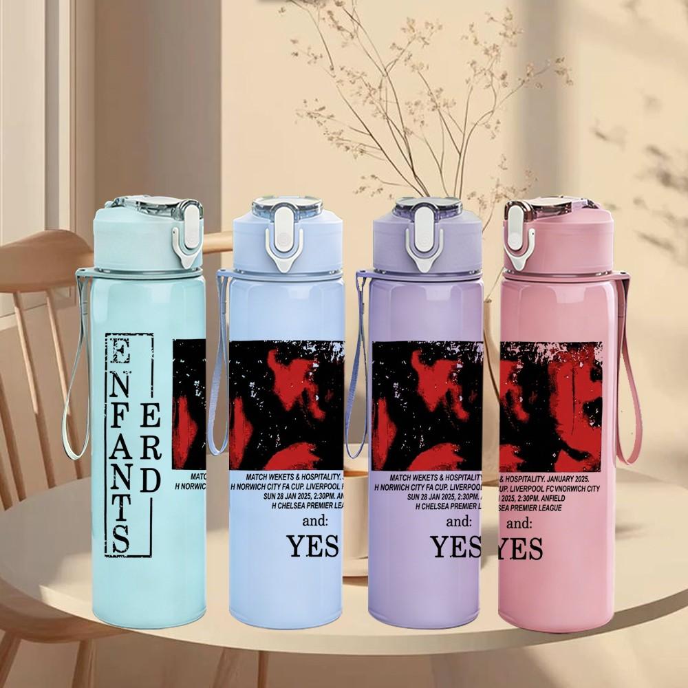 1PC Yes Band 750ml sports water bottle leakproof straw lid outdoor office home