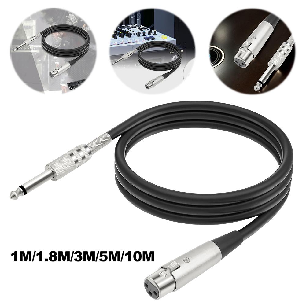 XLR Female To 1/4 (6.35mm) TS Mono Jack Mic Cord Unbalanced Microphone Cable Jack 6.35mm TS 1/4 Male To XLR Female Mic Cable