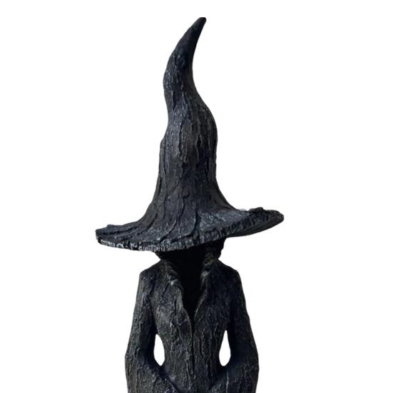 Standing Witch Statue Gothic Witch Figurine Collectible Halloween Retro Witch Sculpture for Mantel Porch Entrance Decoration