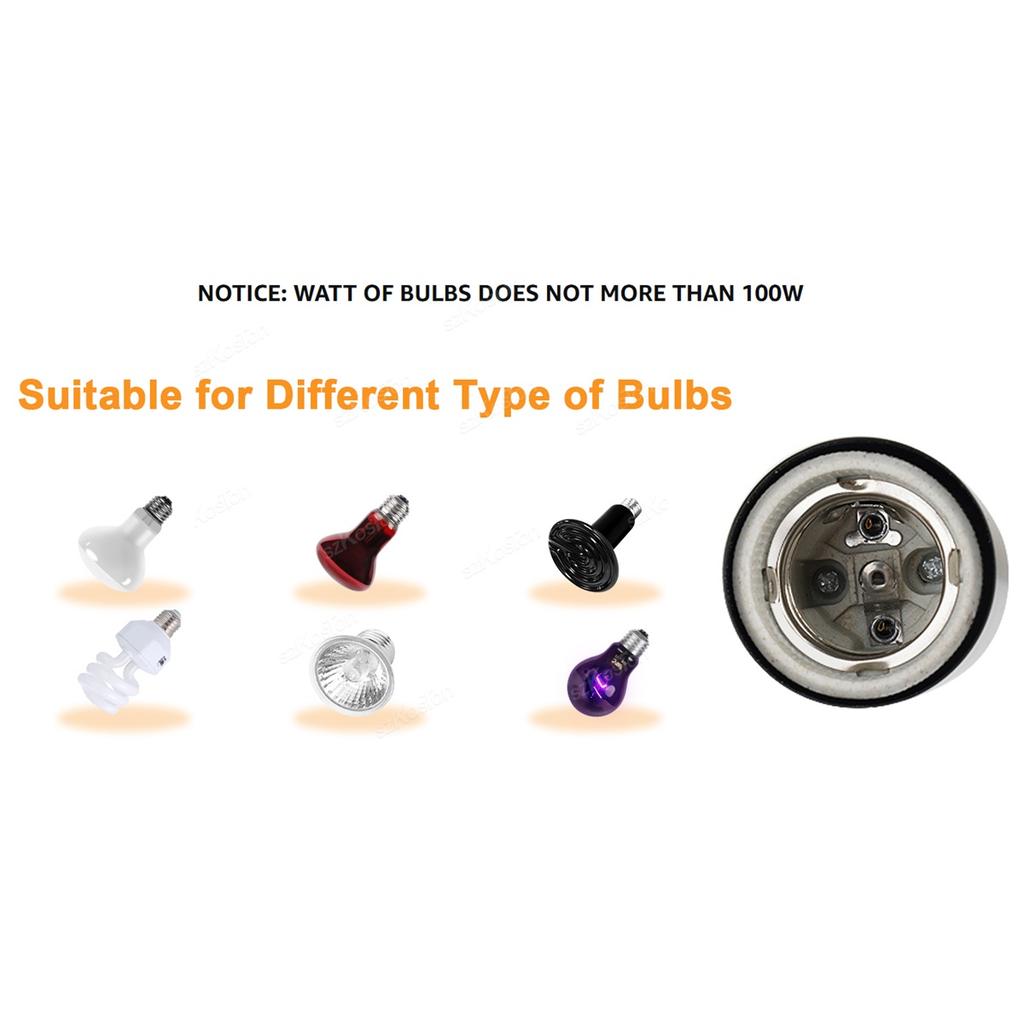 Reptile Insulated Lamp with Fixing Clip 50W UVA UVB Bulb Feeding Box Timeable Heat Lamp for Lizard Supplies Turtle Accessories
