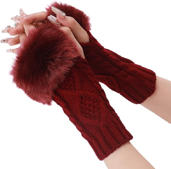 Утеплители для рук, перчатки без пальцев с отверстием для большого пальца, вязаные варежки, зимний подарок, теплые перчатки для женщин