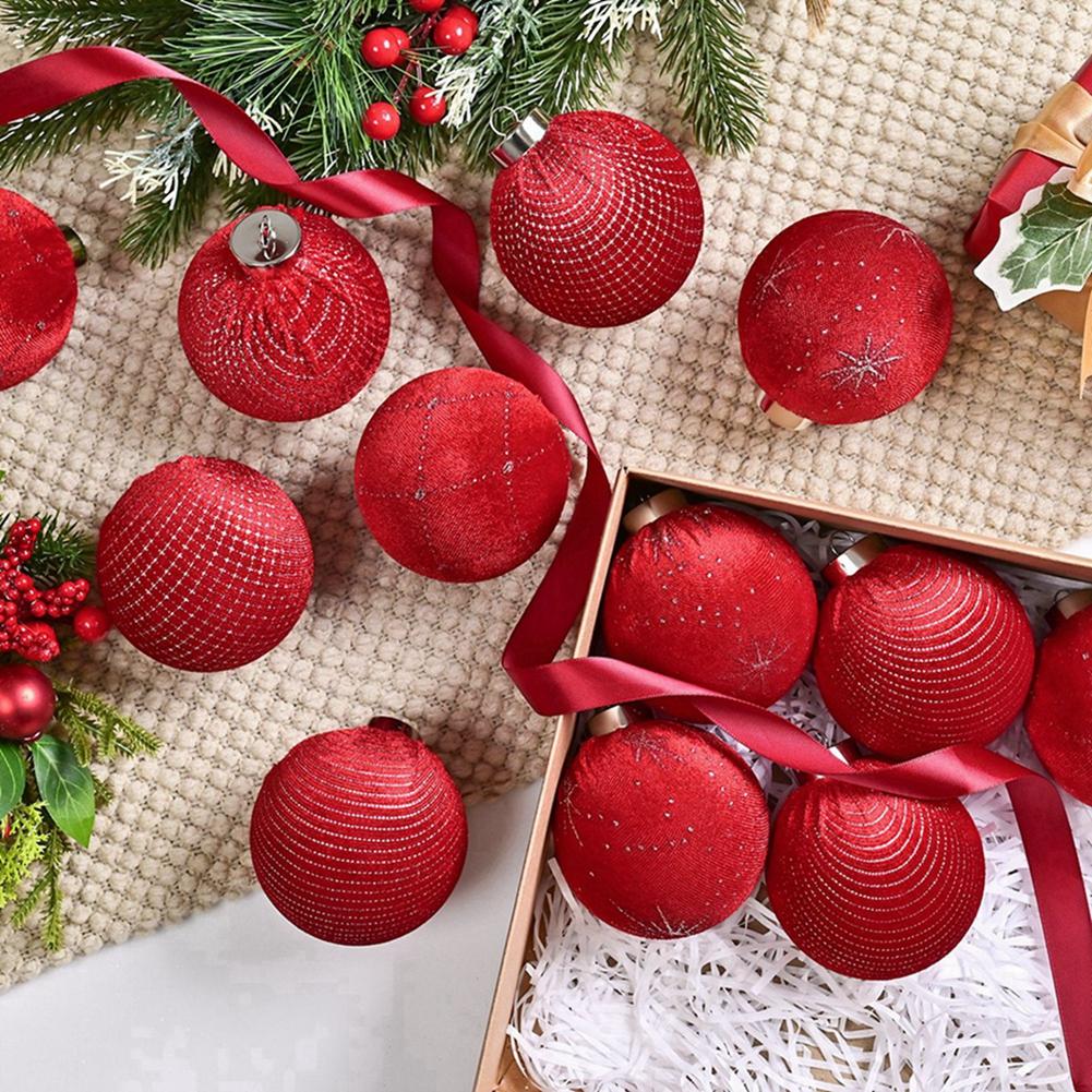 12pcs Velvet Christmas Balls Christamas Tree Pendant