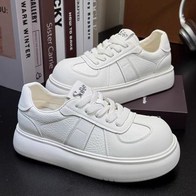 Версия из коровьей кожи ~ Белые туфли на платформе Kapibara, женские, 2025 г., новые кожаные уродливые милые повседневные туфли с большой головой