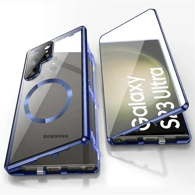 Защитный чехол из алюминиевого сплава на 360° для Samsung Galaxy S25 S24 S23 S22 S21 Ultra Plus Magsafe Magnetic HD Glass Full Screen Closed Cover