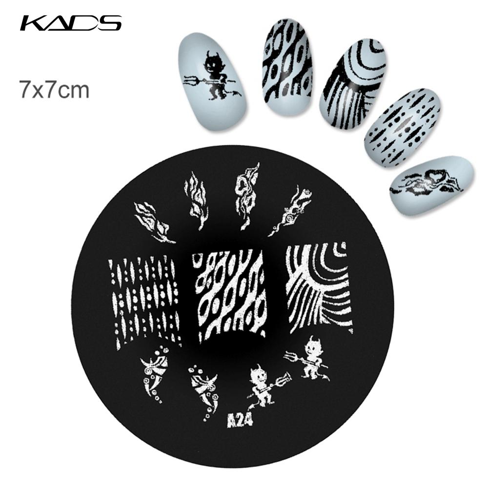 kads 1PC Round Stainless Steel Nail Art Nail Stamping Plates Manicure Stamp DIY for Nail Templates Classic Series Tools