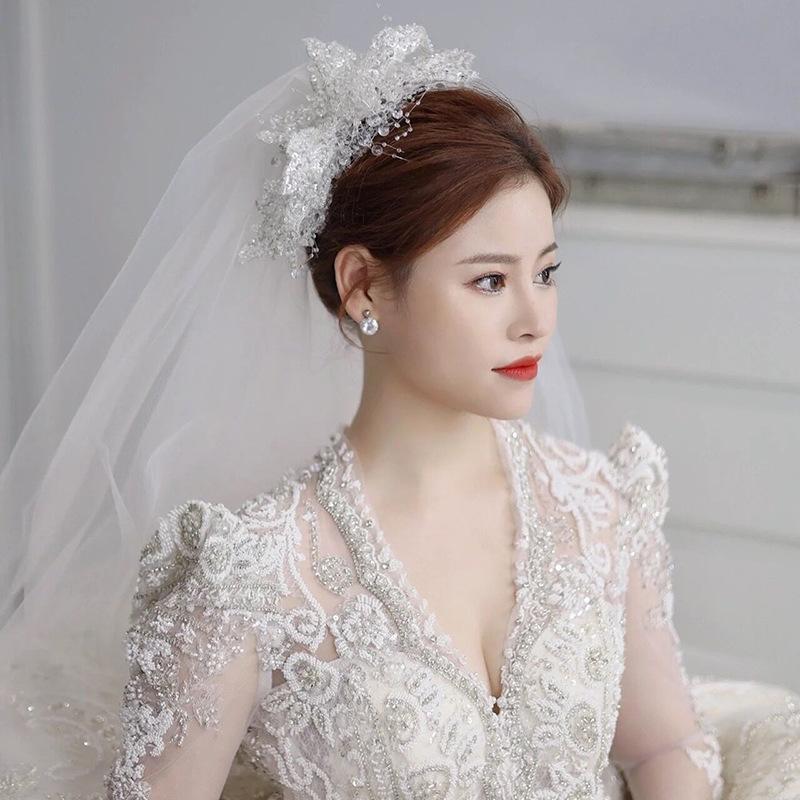 Свадебный головной убор Корейский Супер Фея Бант Кристалл Бисерная Кисточка Гребень для волос Серьги Свадебное платье Пара Аксессуары для волос Женский Трендовый