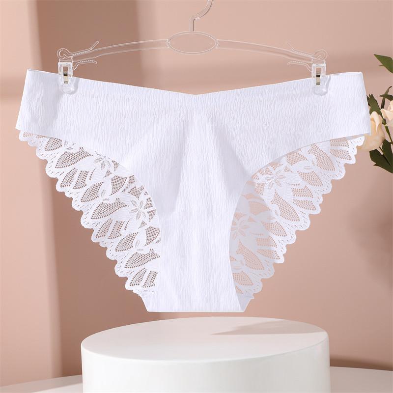 FINETOO Seamless Panty Sexy Women Lace Lingerie Breathable Underwear Mid-waist S-XL