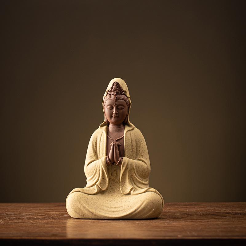 Китайская Гуаньинь Бодхисаттва для гостиной, статуя Будды, поклонение фоновому свету, украшение в стиле дзен