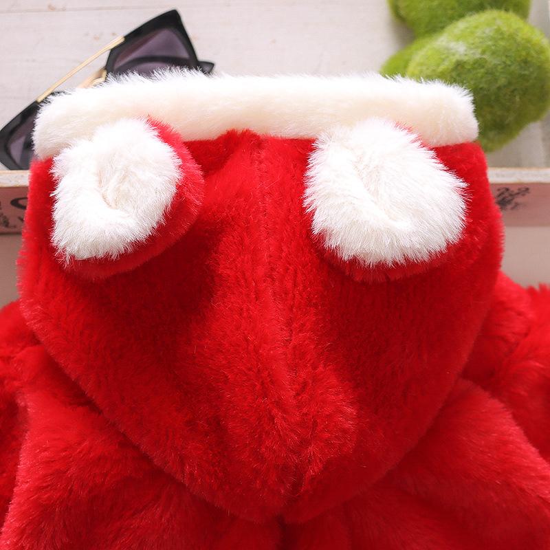 Пальто с капюшоном и меховой накидкой для девочек с кроличьими ушками, симпатичное пушистое пальто для зимних детей