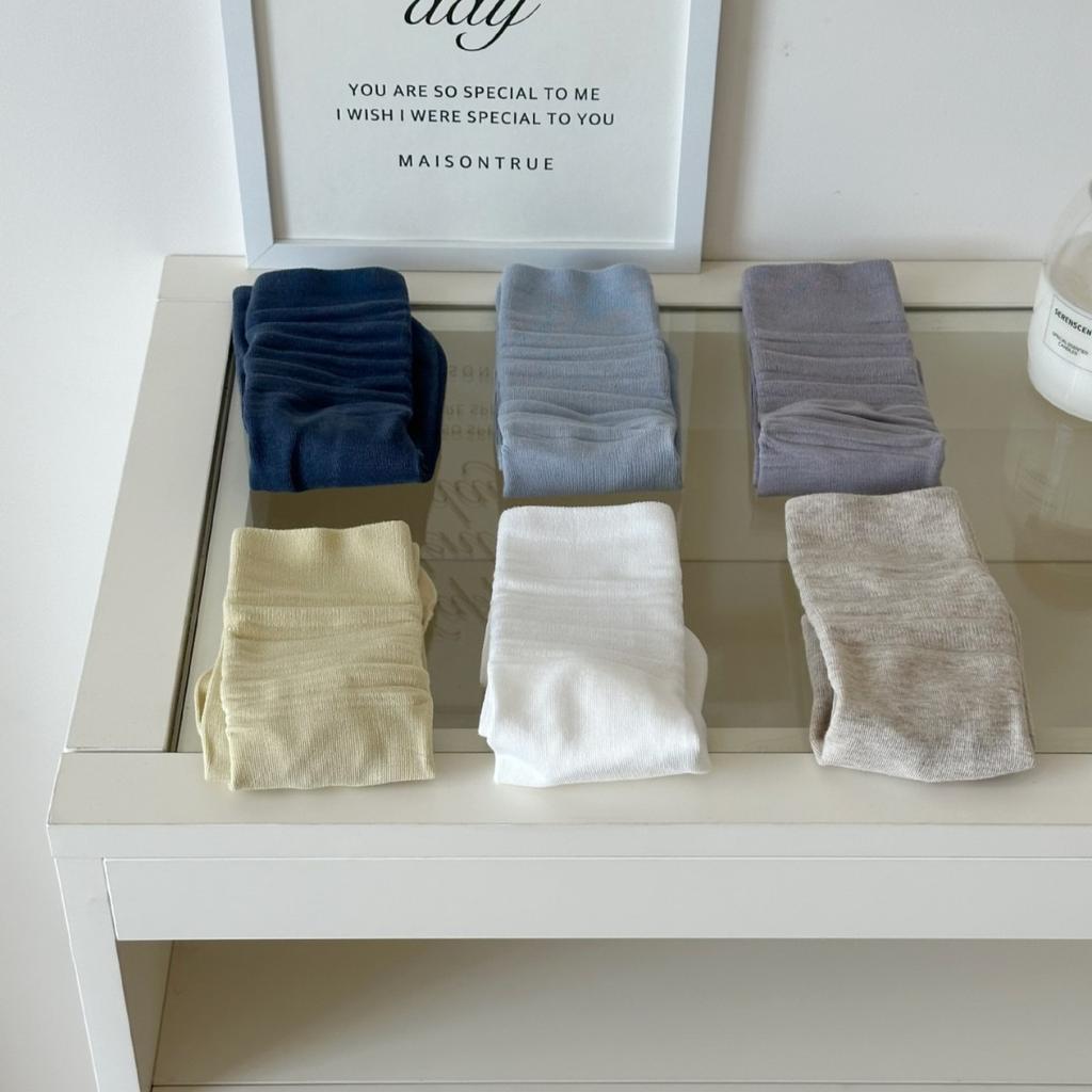 Nanyenian'S New Solid Color High Rubber Band Stacking Socks Average Size Cotton Casual Bags
