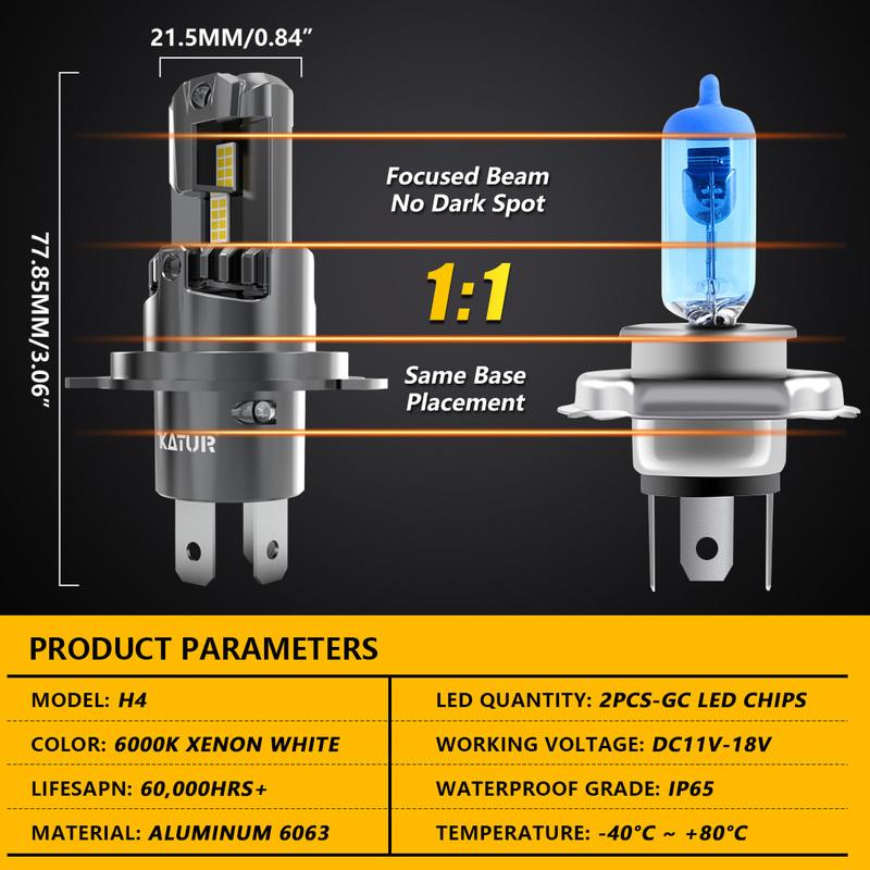 Katur 2x H4 9003 High Low Beam Led Car Headlight 20000Lm 6000K With Fan Canbus Super Bright Fog Lamps For Lada Niva 2010~