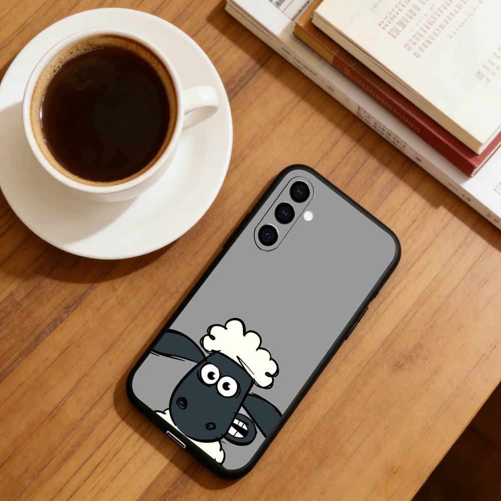Shaun the Sheep Phone Case For Samsung Galaxy A73,A72,A71,A70,A53,A52,A51,Soft Silicone Black Cover