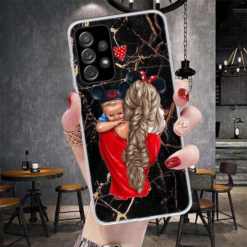 Мама Малыш Любовь Девочка Мягкий Чехол Для Телефона Для Samsung Galaxy A13 A14 A15 A16 A17 A53 A54 A55 A56 A57 A33 A34 A35 A36 A37 A23 A24 A25 A2