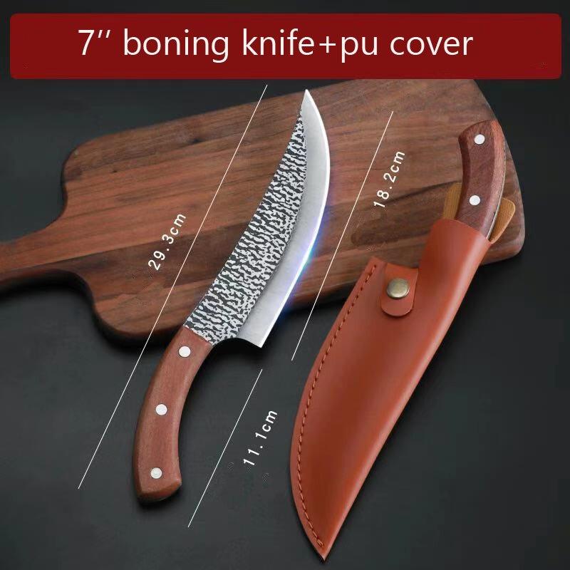 5 "6" 7 "Кованый нож шеф-повара Кухонные ножи из нержавеющей стали для мяса Кливер Рыба Овощерезка с крышкой ножа