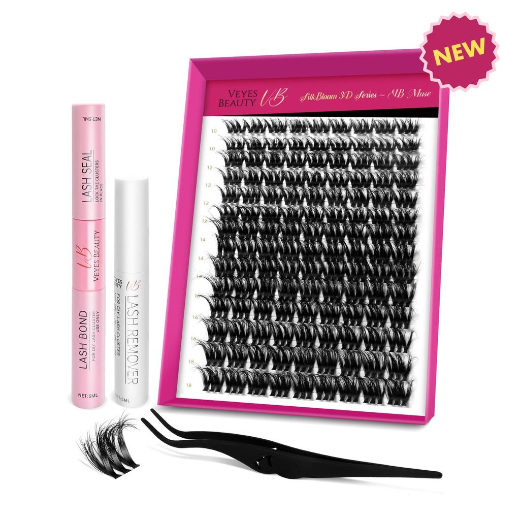 veyesbeauty Muse Cluster Lashes Пушистые индивидуальные ресницы для наращивания, объем 3D, 126 пучков, 10-18 мм